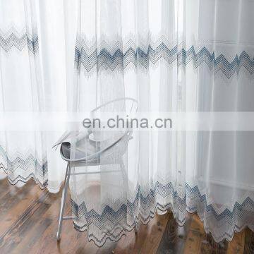 New style embroider ripple style modern simple wholesale custom sheer/ voile curtains