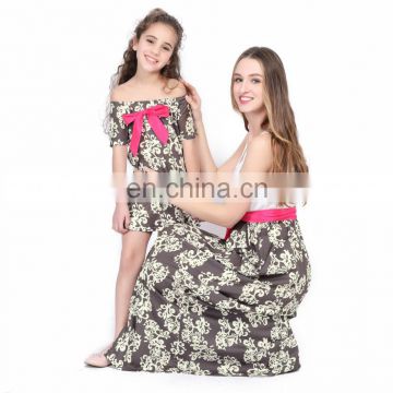 2019 Summer Mommy and me matching black damask print baby girls bow dress (this link for girls,1-12years)