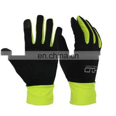 HANDLANDY Hi-vis Green Mens Sport Thin Warm Custom Winter Screen Touch Running Gloves other sport gloves
