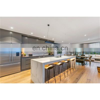 Modern MDF Flat Pack Plywood Kitchen Cabinets with Island in Foshan