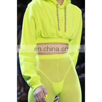 Gym Training Fitness High Ranked Top Sold  Pullover Hoodie Cropped top club Neon green Color sports Hoodies