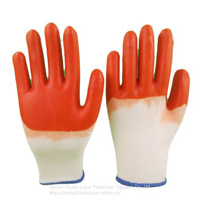 13 gauge polyester thread knitted PVC palm and fingers coated safety work gloves