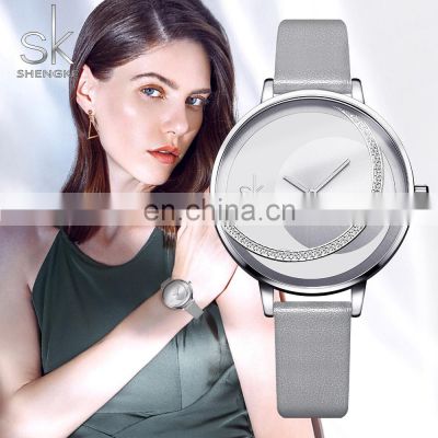 SHENGKE Inlaid Diamond Decorate Wrist Watchs Gentlewoman Quartz Watchs PU Leather Strap Hand Watchs K0088L
