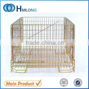 Foldable galvanized wire container stacking bins
