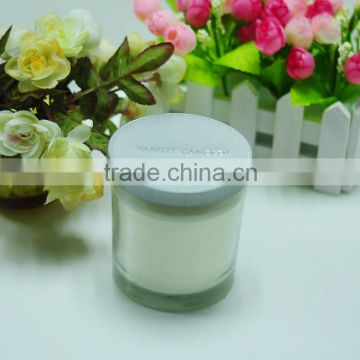 personalized luxury scented soy candle in glass jar with metal lid