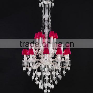 2015 fabulously exquisite crystal multi-layer pendant lights with red lamp shade