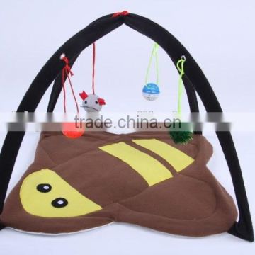 bee cat play tent with toys in brown