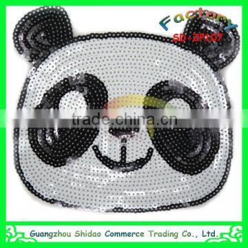 Panda head design sequin patch embroidery patch
