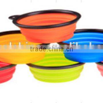 Pet food grade folding silicone bowl of black border - 6 color