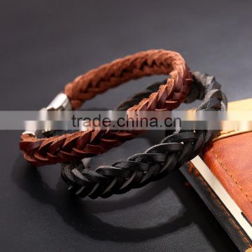Cowhide Bracelets, zinc alloy clasp, platinum color plated, braided bracelet, more colors for choice, 13mm, Length:Approx 8.2 In