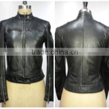 Sheep Leather Jacket Made Through Normal Treatment. Color Black