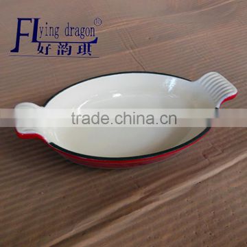 cast iron fish pan with enamel coating