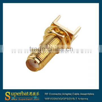 sma coaxial cable connector End Launch Jack PCB Mount wide flange .062" long version