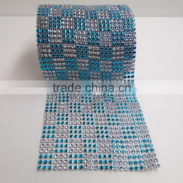 4.75" x 10yds Checkered Diamond Mesh Wrap Roll Rhinestone Ribbon Crystal Wedding