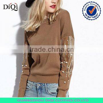 Women Fashion Knit Pullover Bead Sweater