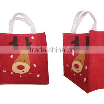 Customized christmas felt craft bag with elk xmas gift felt handbag with deer
