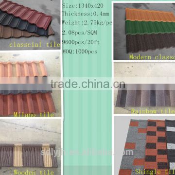 CLASSICAL COLORFUL STONE COATED STEEL ROOFING TILE factory
