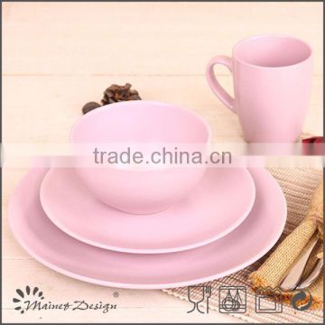 ceramic stoneware dinner set for 4 persons/pink dinner set 16pcs/ceramic dinner set design