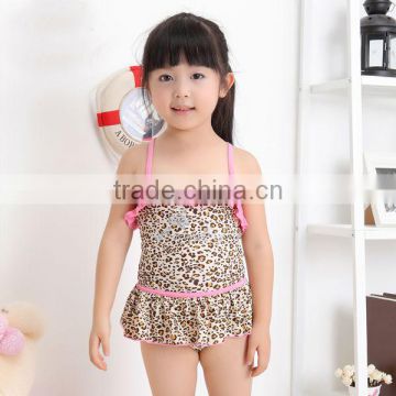 2014 hot products red Flower leopard girl Swimwear/kids swimsuit