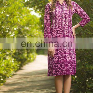 magenta colored georgette kurti.