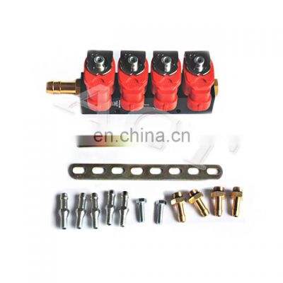4 cylinders injector rail kit for CNG LPG gas car with 2/3 ohm conversion kit