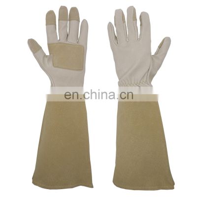 HANDLANDY wholesale Full grain Leather Long Sleeve  Rose Pruning  Ladies Long Garden Pigskin Gloves