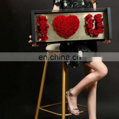 I love you letters sign preserved rose arrangement boxes i love u flower gift box for wedding valentine's day