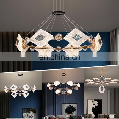 New Product Decoration Living Room Bedroom Gold White Iron Acrylic Indoor Modern LED Chandelier Lamp