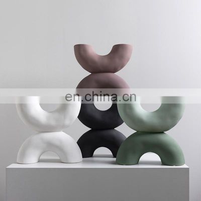 glue bonding special shape  two mouth green modern nordic home decoration vase