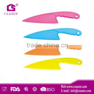 Promotinal high quality colorful plastic knife, plastic chef knife, plastic kitchen knife in FDA, LFGB & Food grade