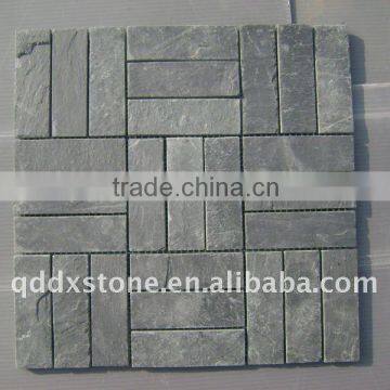 Natural black slate mosaic for outdoor