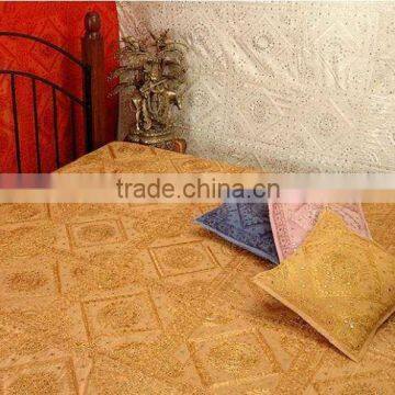 Throw Bedcover Bedding Home Furnishing Silk Thread Hand Embroidered & Heavy Mirror work Bedding