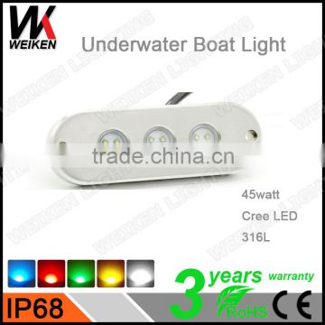 45w Stainless Steel Boat Led Light, 12v Led Underwater Boat Light, IP68 Underwater Marine Boat Light