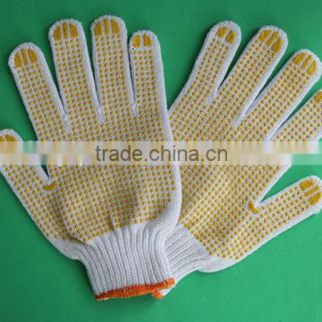 7 gauge cheap price high quality PVC dotted cotton gloves/PVC dots