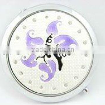 Beautiful doube sided metal round mirror comapct with paint on the cover