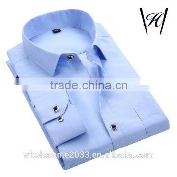 Stylish plain light blue organic cotton yarn dyed shirt