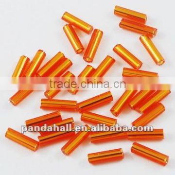 3" Glass Bugle Beads, Silver Lined OrangeRed Seed Beads(TSDB6MM29)