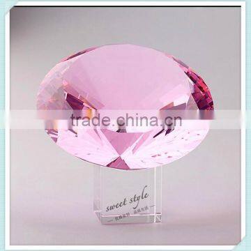 Elegant Crystal Glass Pink Diamond wedding Dress Decorative Paperweight For Table Decoration