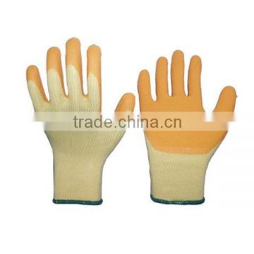 13 Guage Cheap Natural Polycotton Latex Coated Crinkle Work Gloves
