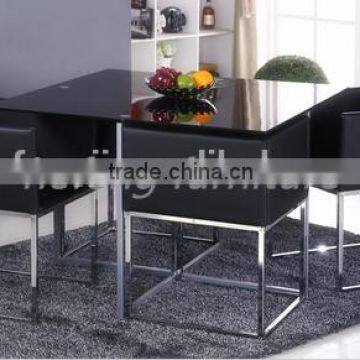 Space saving dining set with 4 Chairs