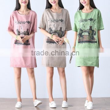 JPSKIRT1605995 Latest Fashion Ladies Floral Printing Short Sleeve Dress