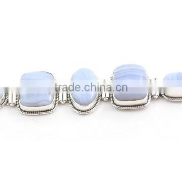 Blue Lace agate bracelet 925 sterling silver jewelry Handmade jewelry natural gemstone jewellery