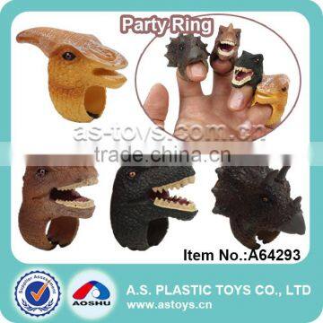 promotional soft plastic kids dinosaur animal ring toy