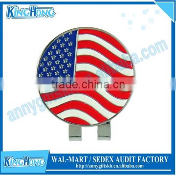 USA Flag Design Magnetic Golf Ball Marker Hat Clip
