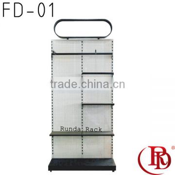 FD-01with shelves and ad board perforated metal rack