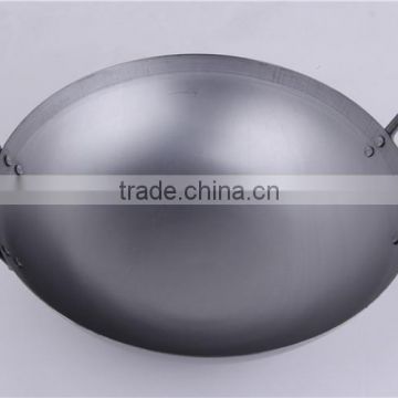 Cookware Manufacturer Two Handle Round Bottom Carbon Steel Wok