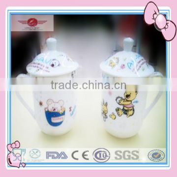 Bone-china Custom Decal Ceramic Porcelain Mug/Cup with Lid