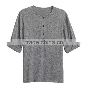 Mens Long Sleeve T-Shirt with button, 90% Ctn, 10% Melange, S/J, 160 Gsm
