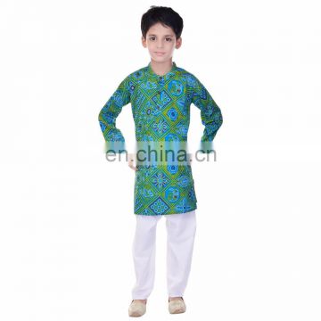 Soundarya new stylish casual printed cotton ethnic wear kurta pajama set for boys