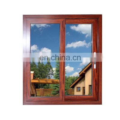 manufacturers metal materials per square metre cost 2 track double glazed wooden grain aluminum profile sliding window
